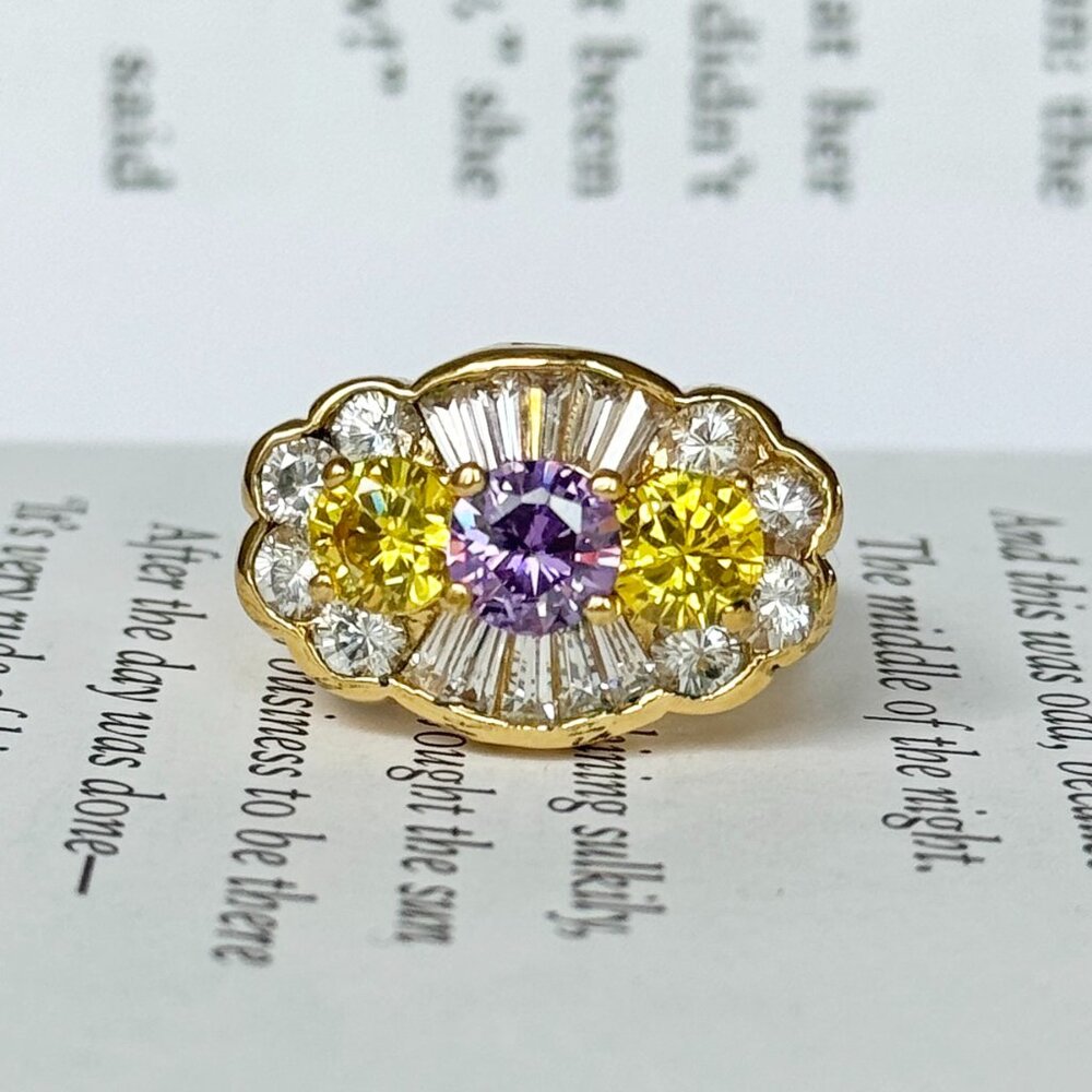 Beautiful Vintage Gold Washed Sterling Silver Art Deco Style Ring